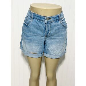 Old Navy Women's Fitted Stretch Folded Hem Denim Shorts Blue Size‎ 14R